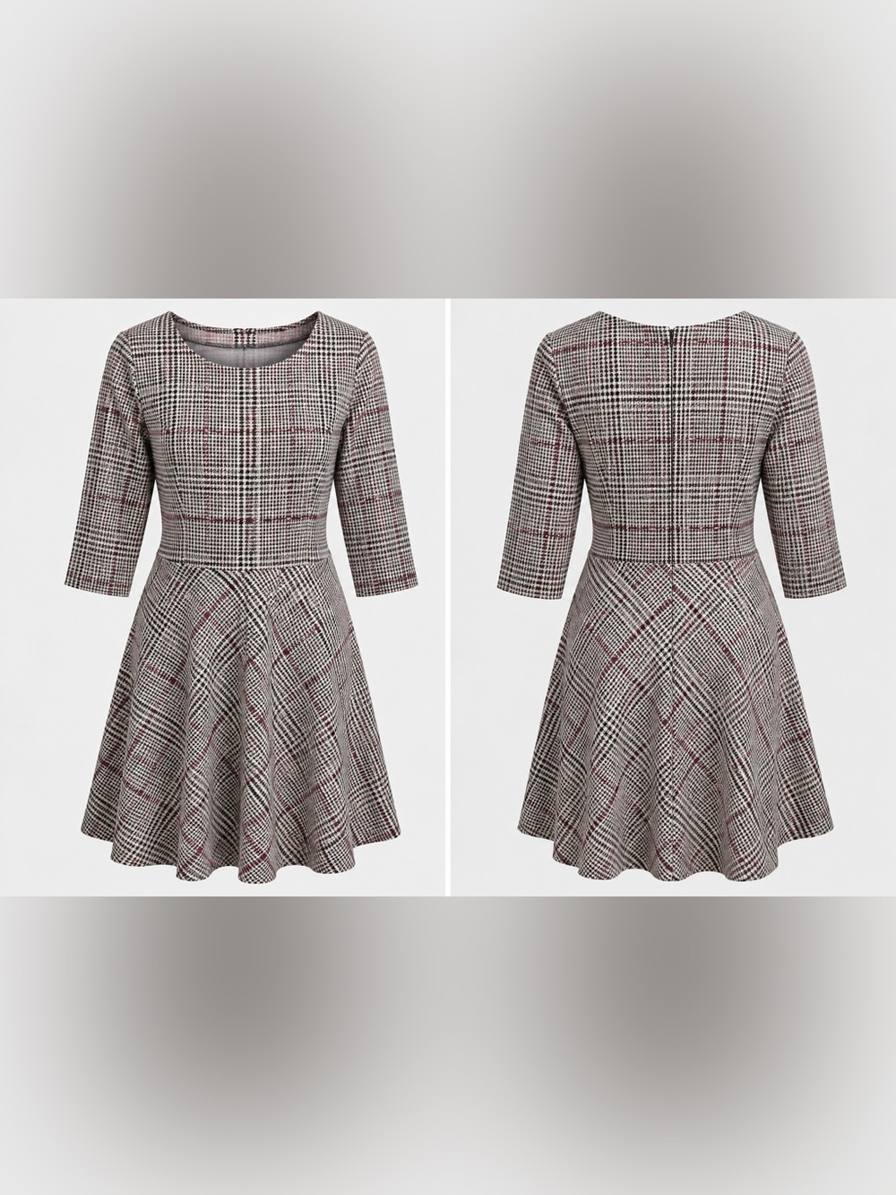 GAP - Size L -  NWT Houndstooth Plaid Peplum Mid-Length Dress in Black and White